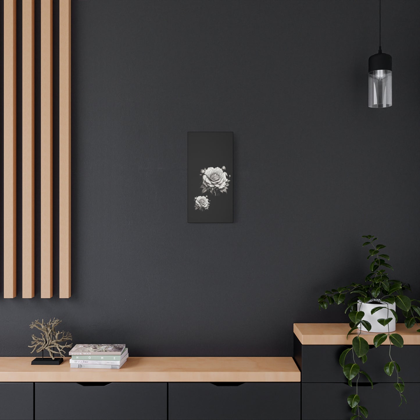 Monochrome Rose Canvas Print — Black & White Floral Wall Art