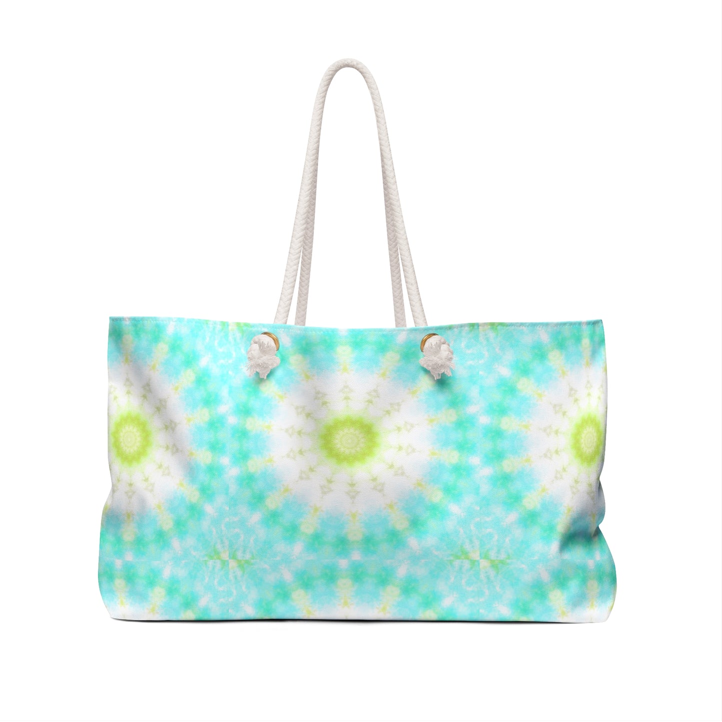 Aqua Tie-Dye Weekender Bag – Nautical Rope Handles, Travel & Beach Tote