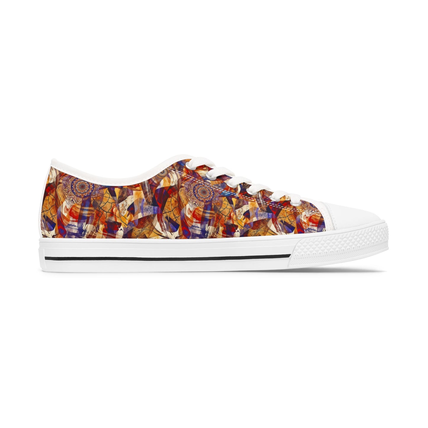 Abstract Mosaic Low Top Sneakers — Women's Artistic Casual Shoes