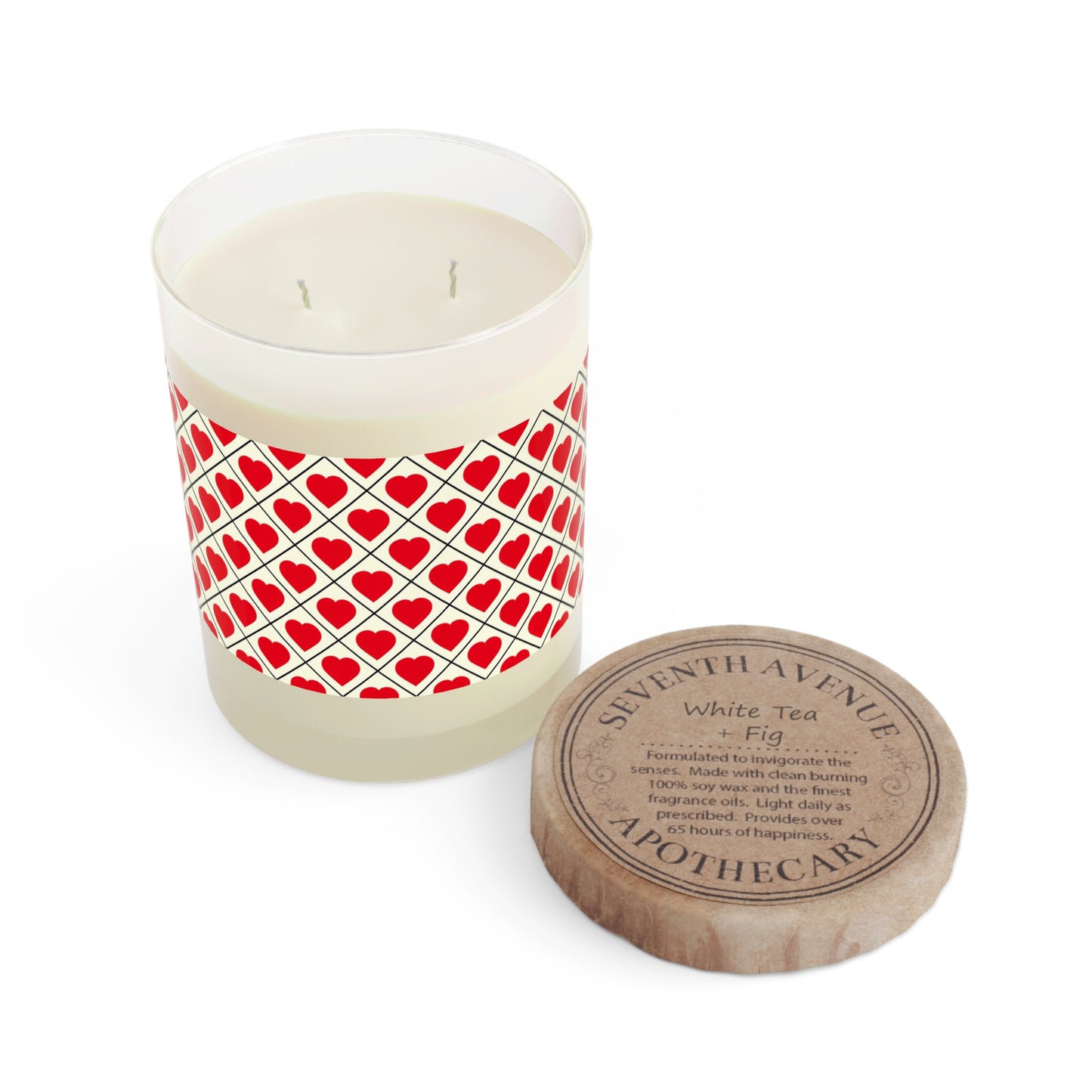Heart Pattern Scented Candle — 11 oz Decorative Glass Candle for Valentine’s Gifts