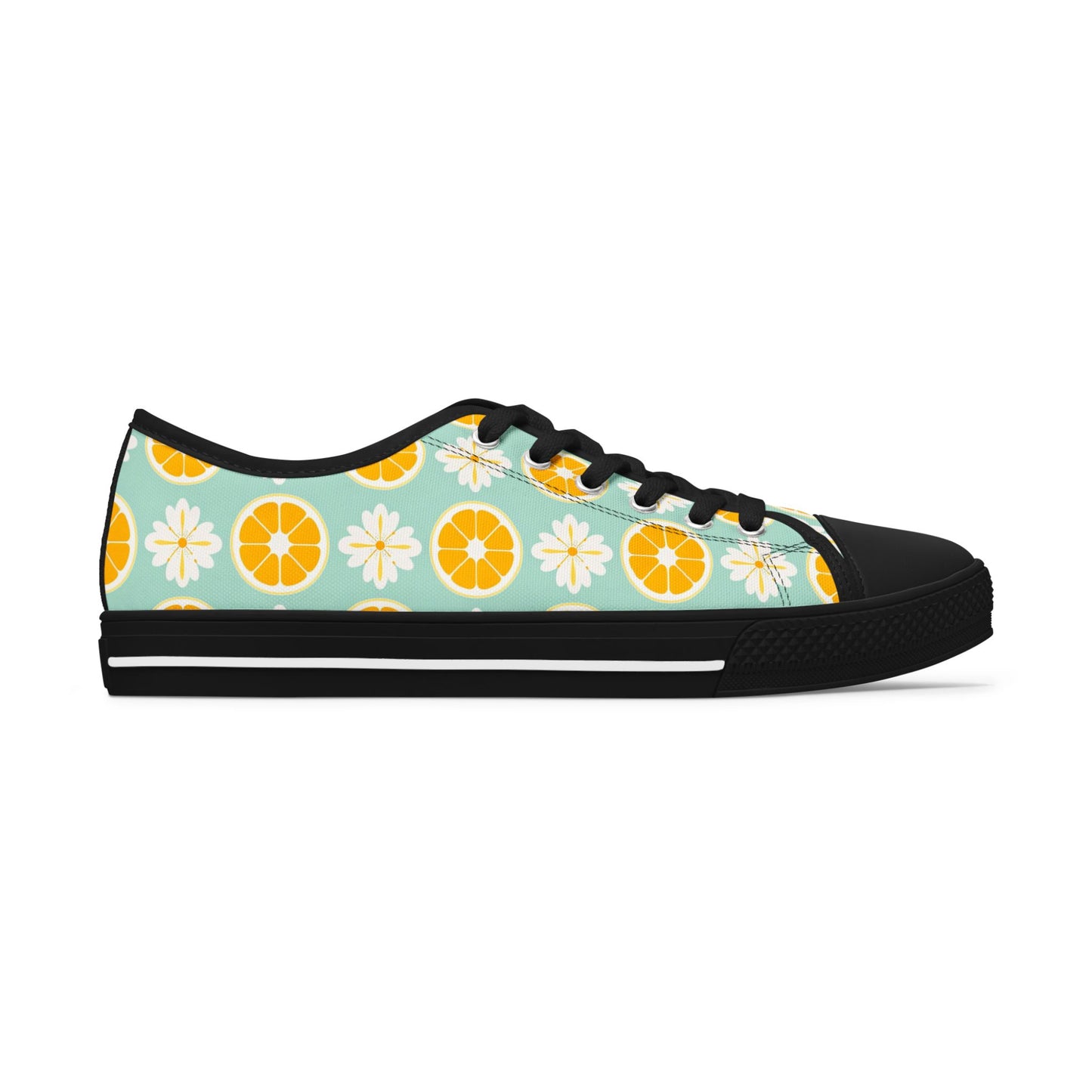Low Top Sneakers — Retro Citrus & Daisies Pattern