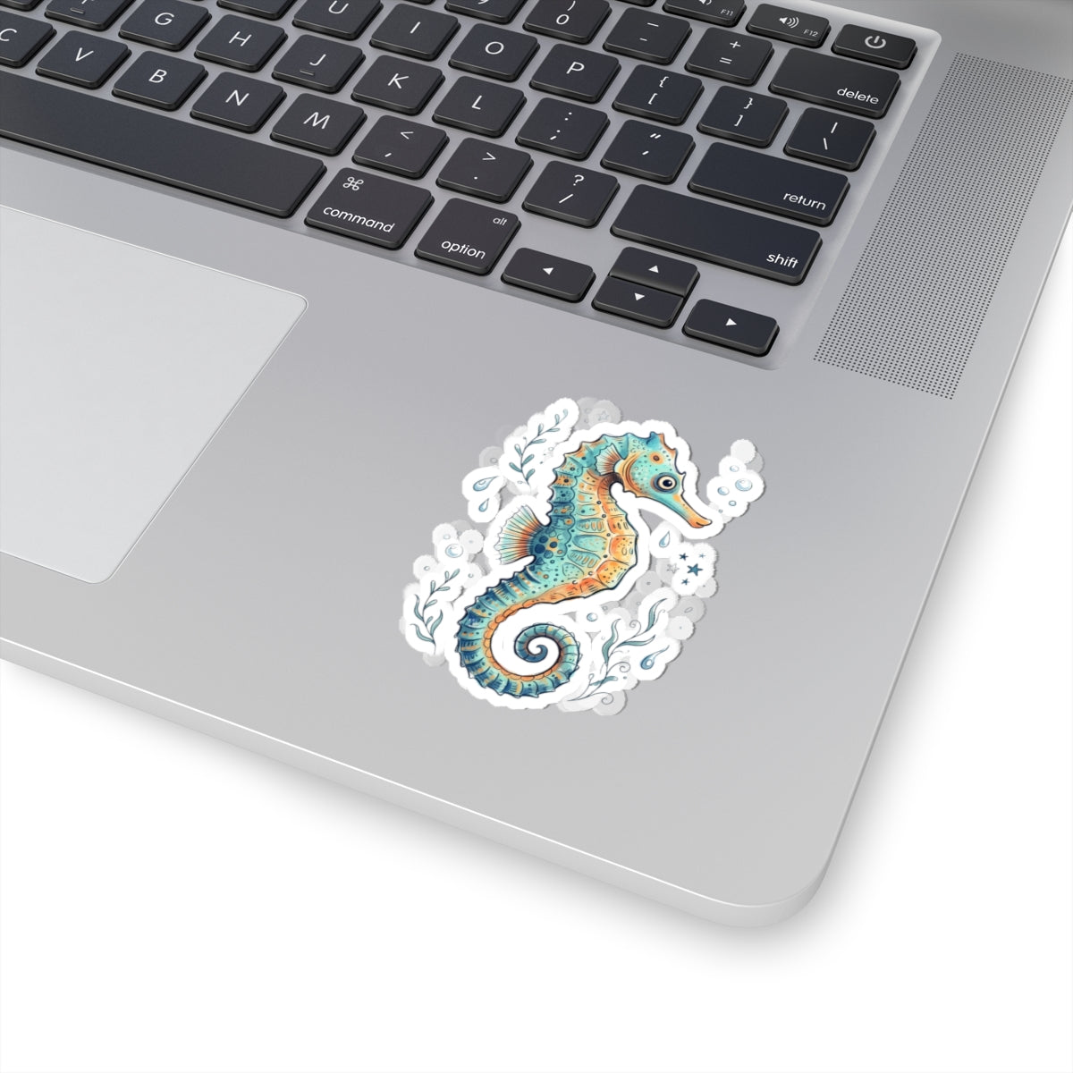 Seahorse Kiss-Cut Sticker — Watercolor Ocean Marine Decal for Laptops & Water Bottles