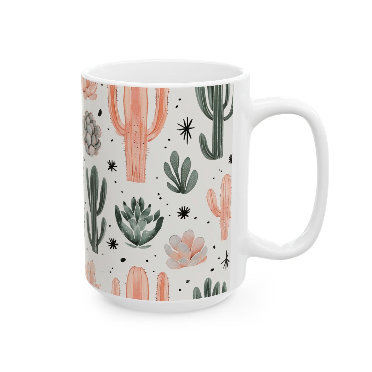Cactus & Succulent Ceramic Mug — Pastel Desert Plant Coffee Cup (11oz, 15oz)