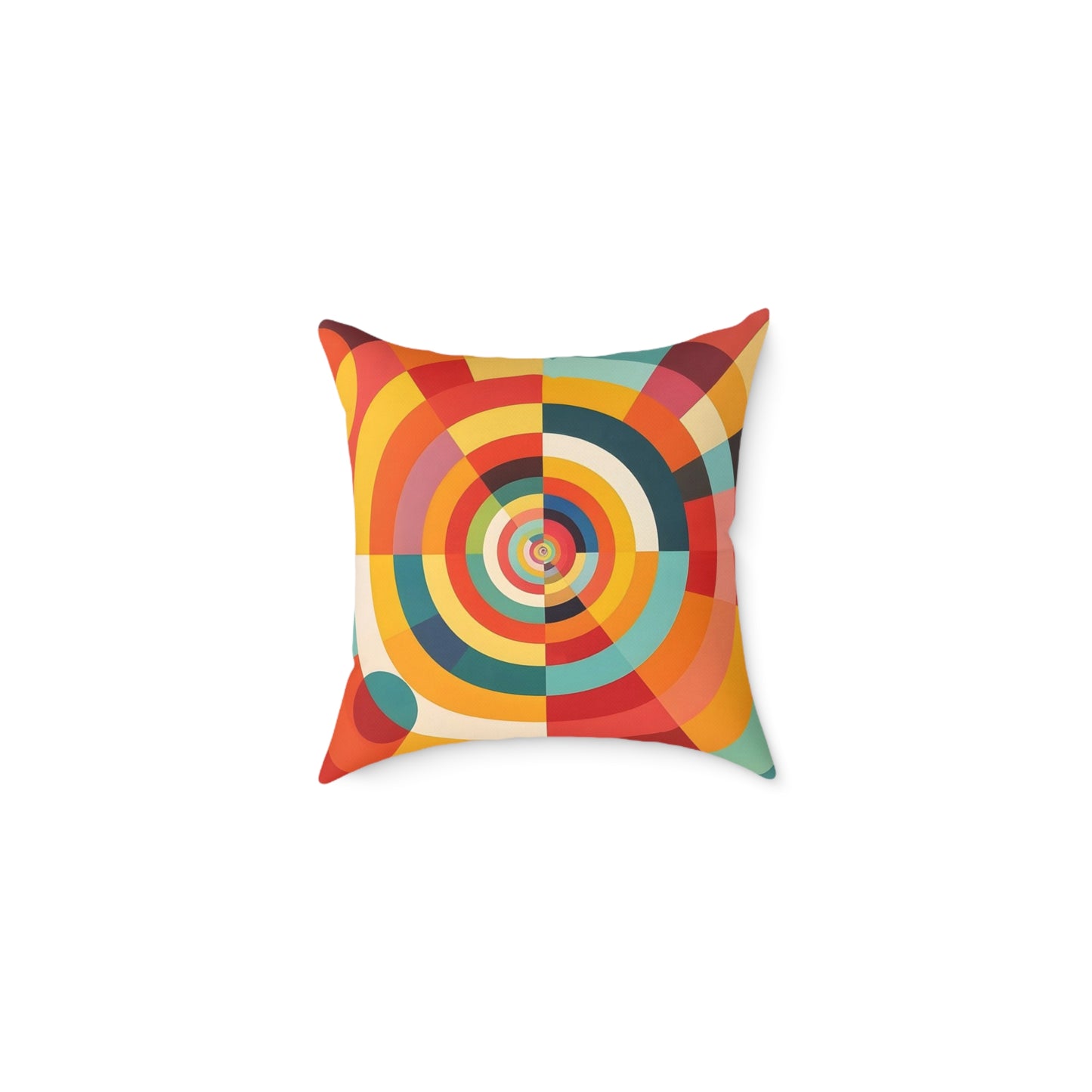 Retro Geometric Throw Pillow — Colorful Target Circle Design