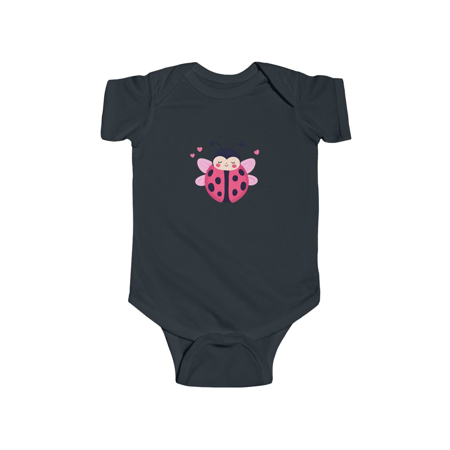 Cute Pink Ladybug Infant Bodysuit – Baby Girl Onesie with Heart Dots