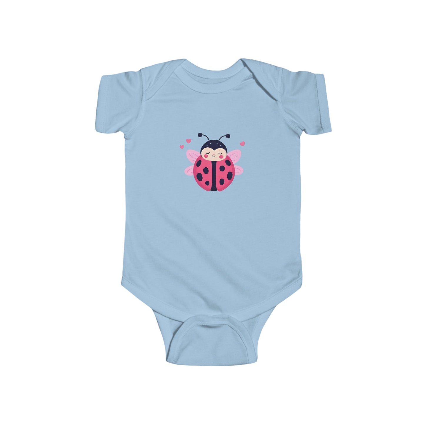 Cute Pink Ladybug Infant Bodysuit – Baby Girl Onesie with Heart Dots