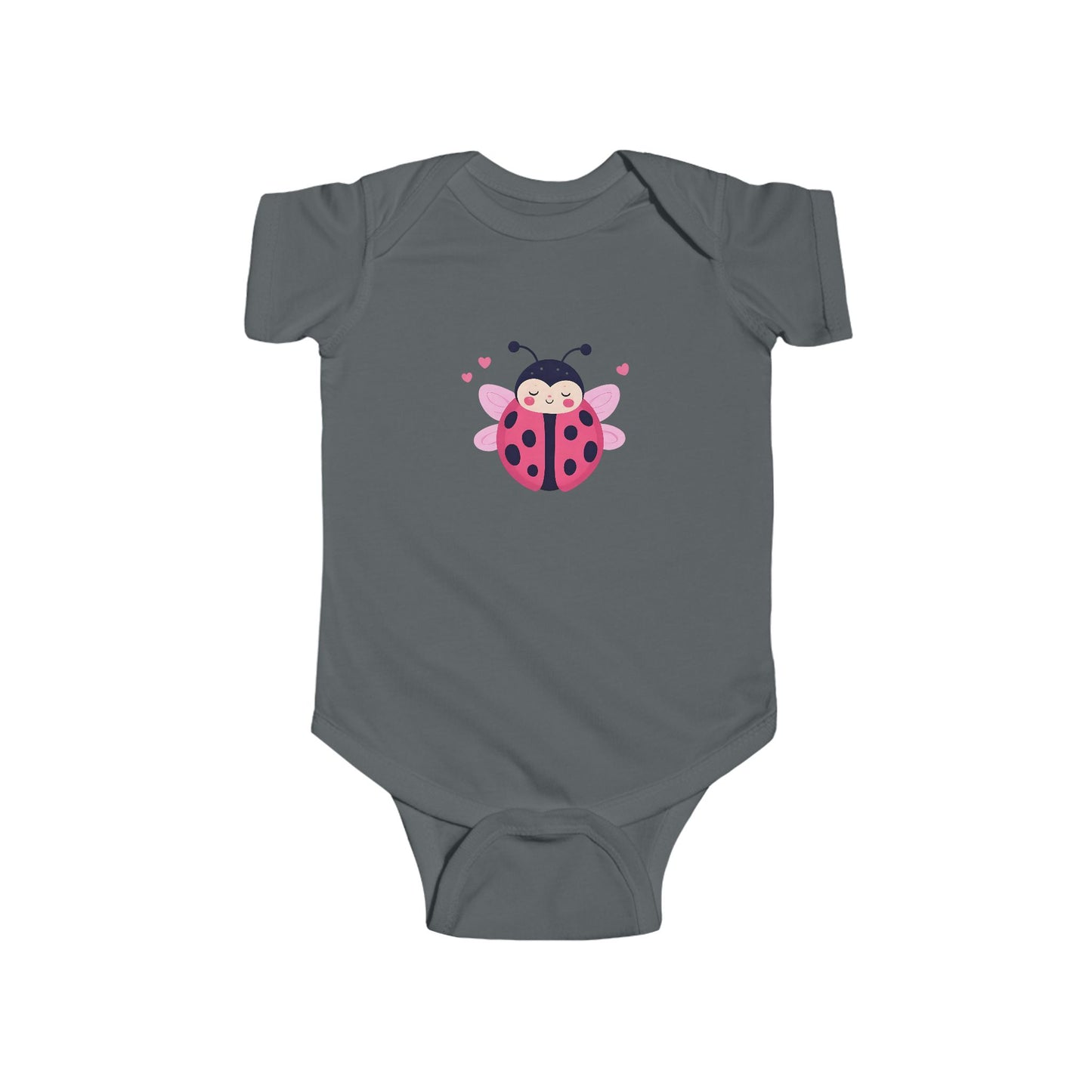 Cute Pink Ladybug Infant Bodysuit – Baby Girl Onesie with Heart Dots
