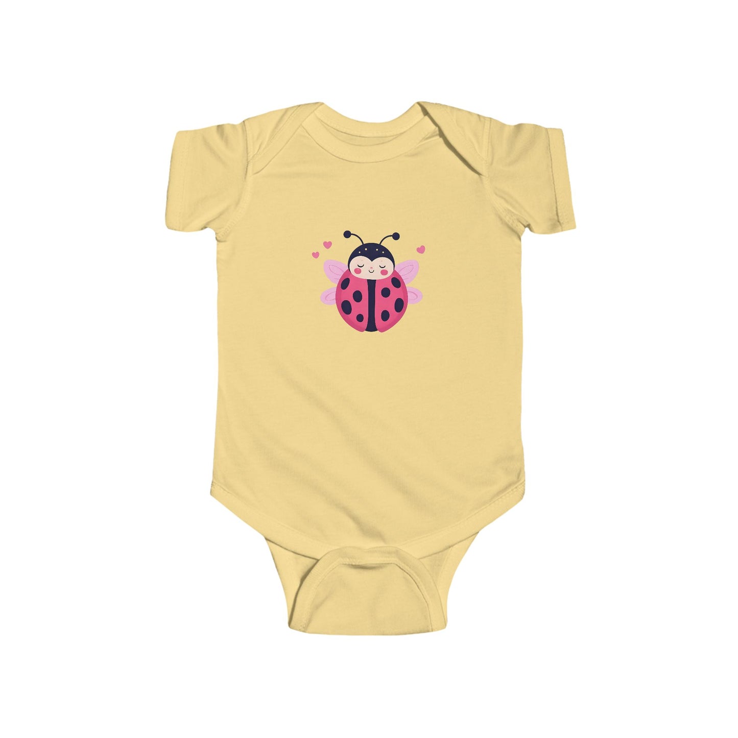 Cute Pink Ladybug Infant Bodysuit – Baby Girl Onesie with Heart Dots