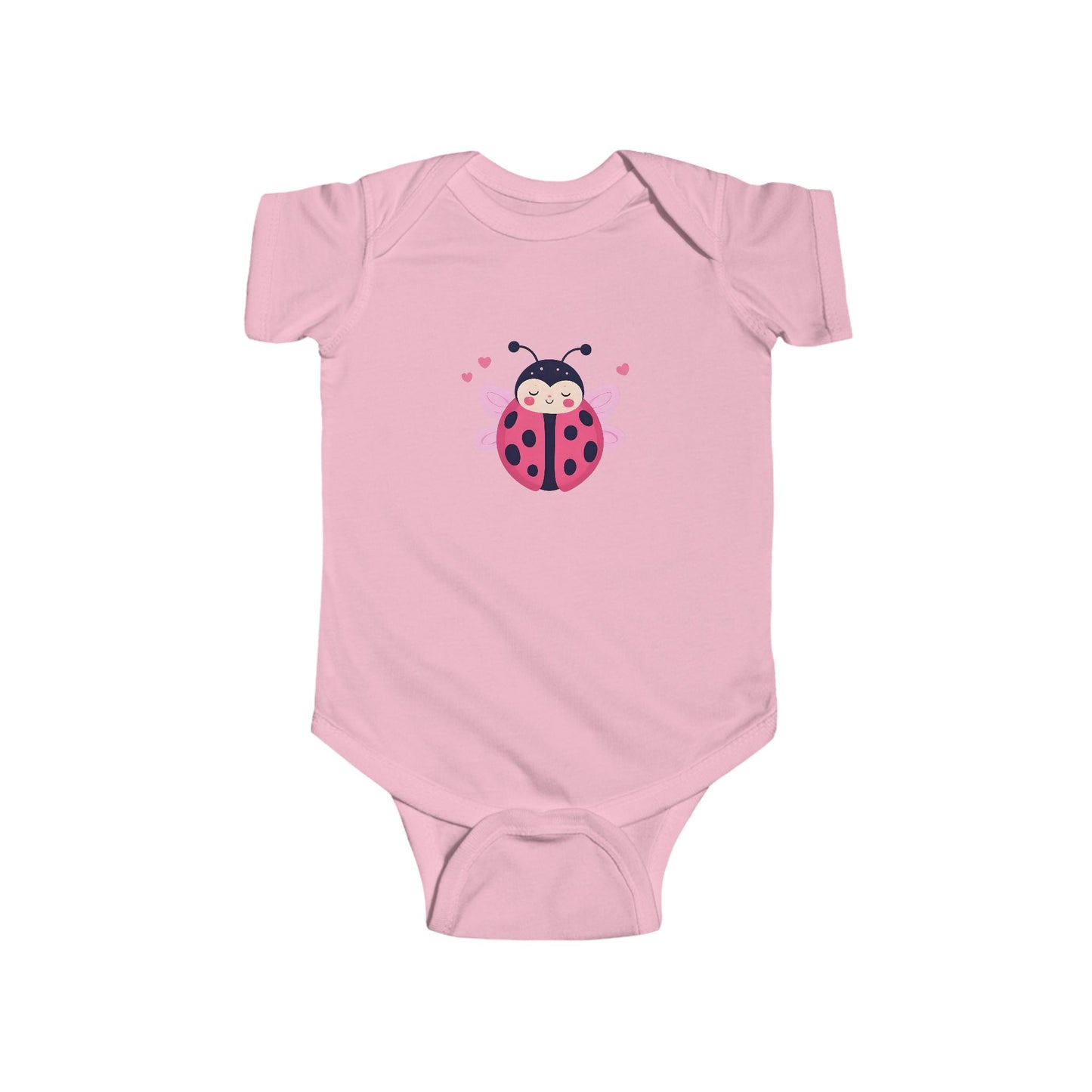Cute Pink Ladybug Infant Bodysuit – Baby Girl Onesie with Heart Dots