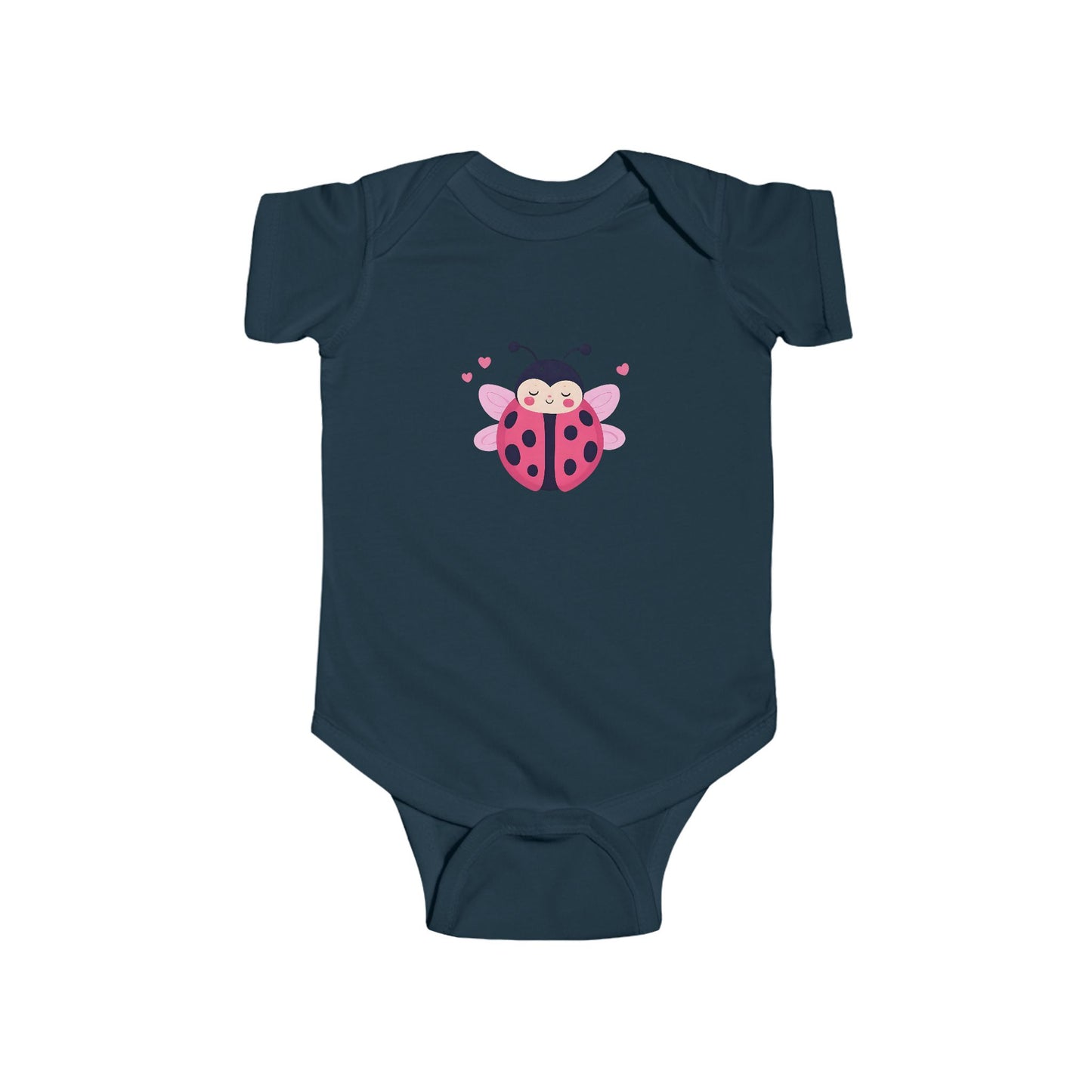 Cute Pink Ladybug Infant Bodysuit – Baby Girl Onesie with Heart Dots