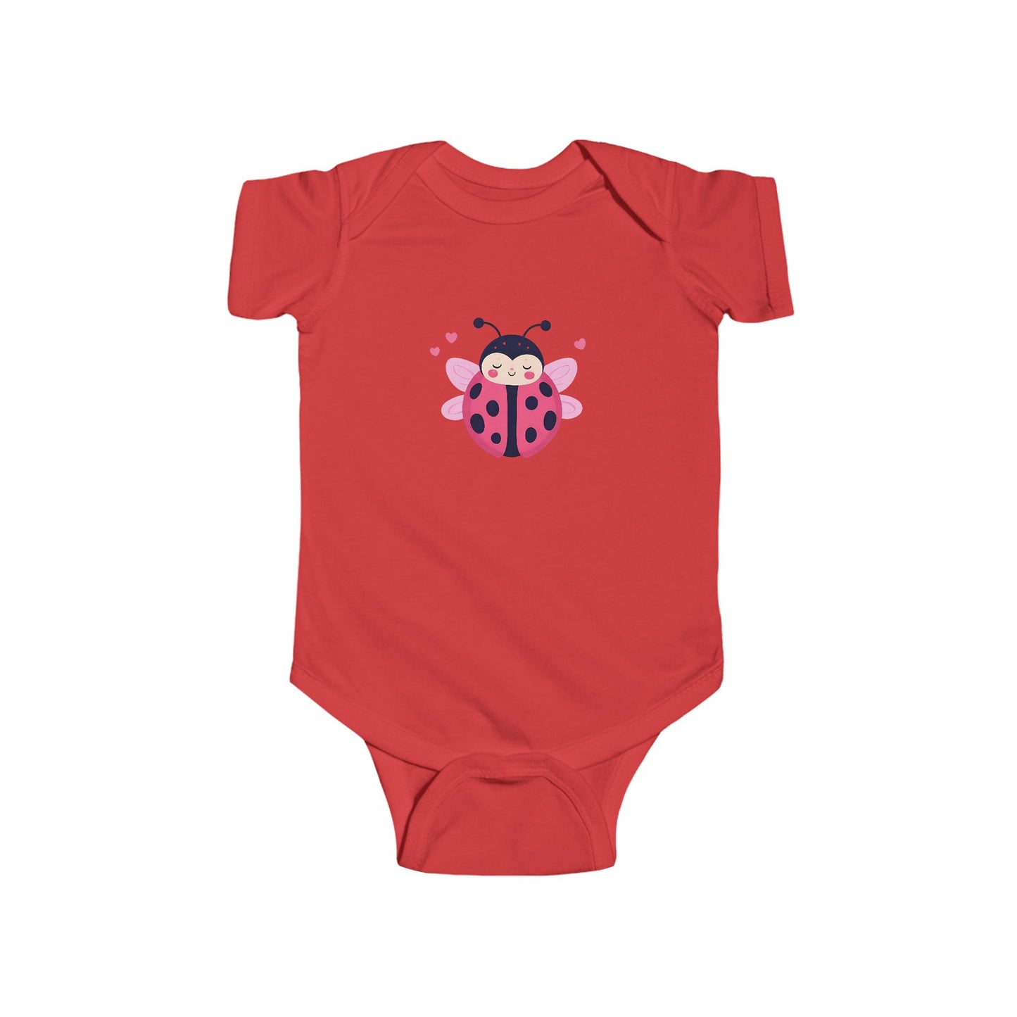 Cute Pink Ladybug Infant Bodysuit – Baby Girl Onesie with Heart Dots