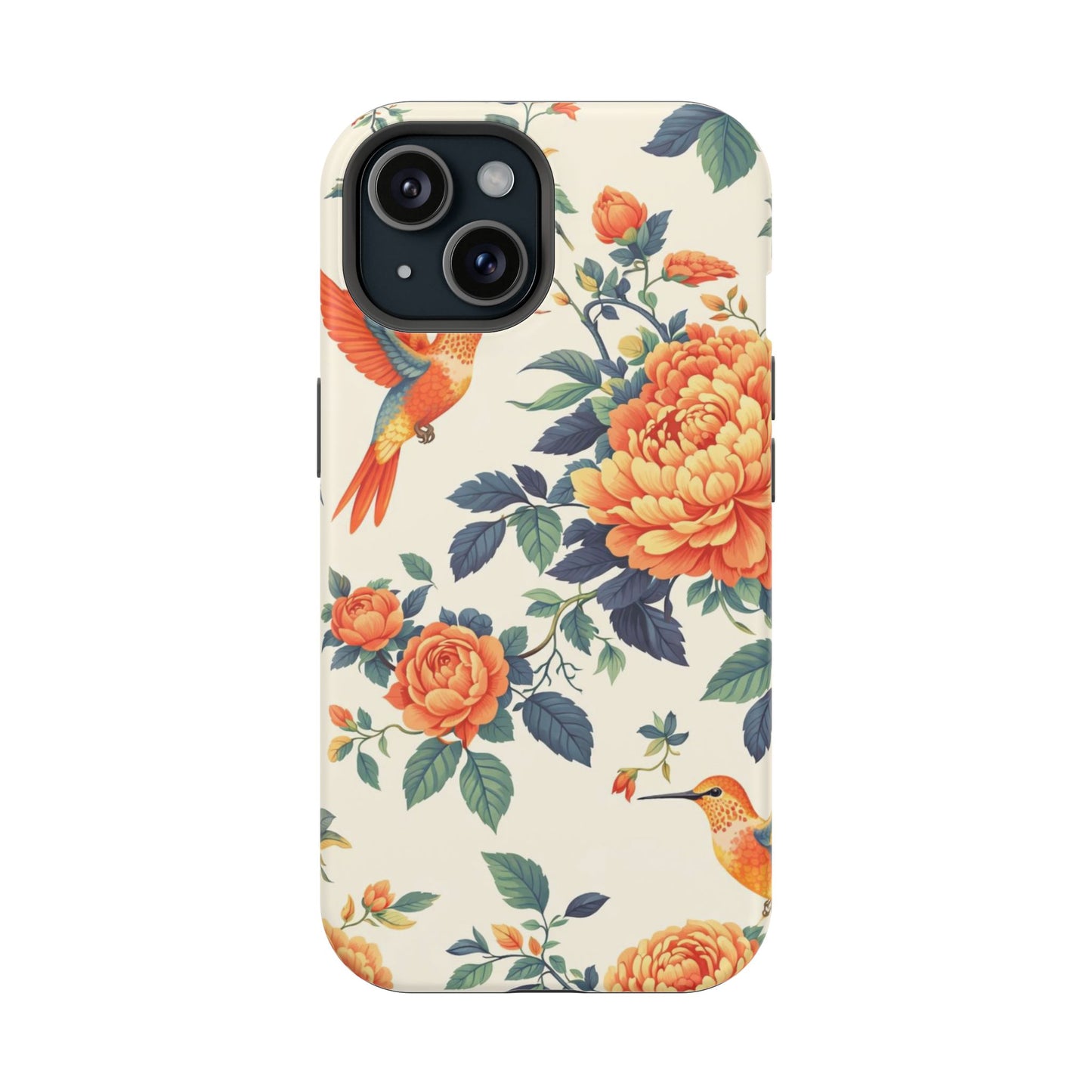 Floral Hummingbird Magnetic Phone Case — Impact-Resistant Protective Cover
