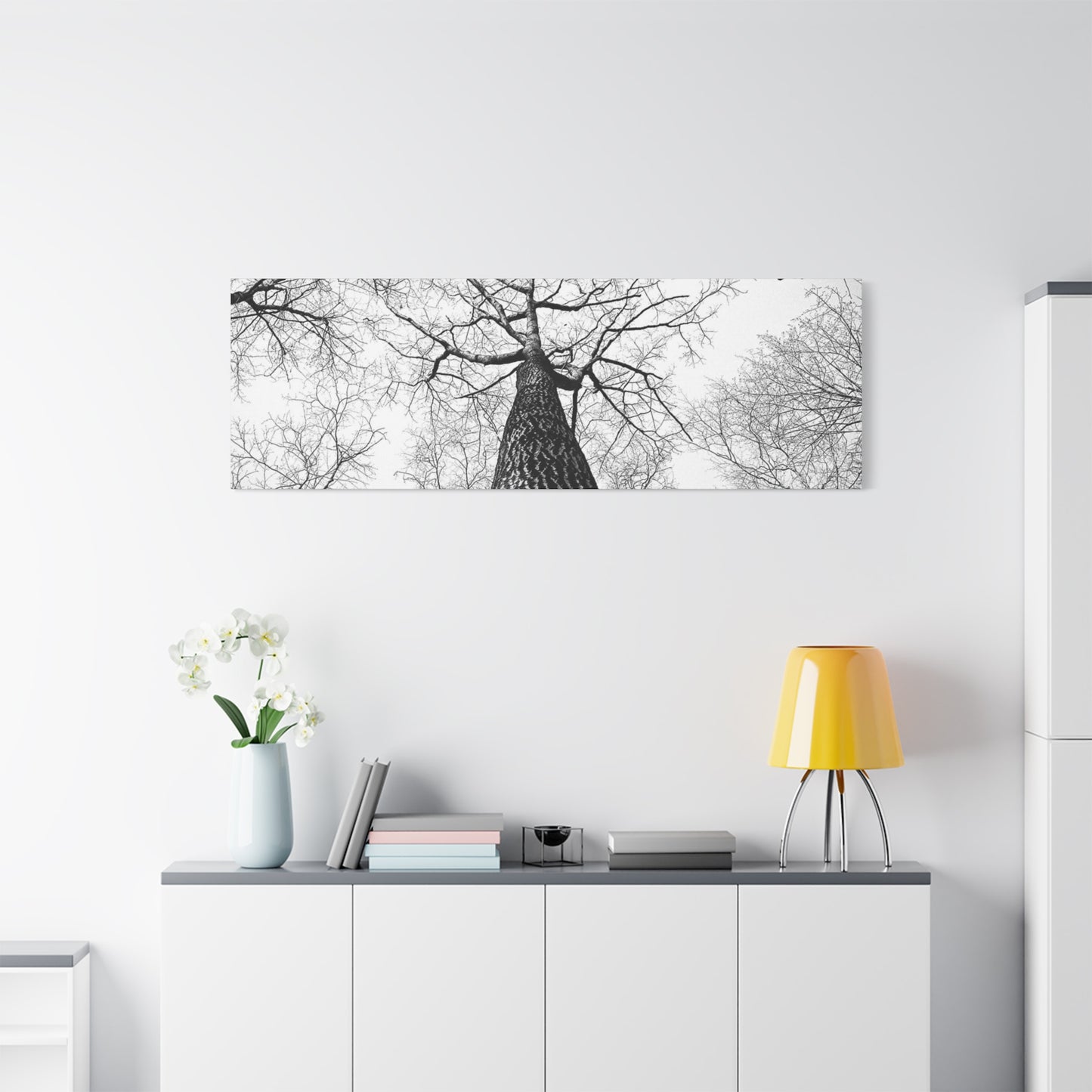 Black & White Tree Canopy Matte Canvas Wall Art — Upward Forest Photography