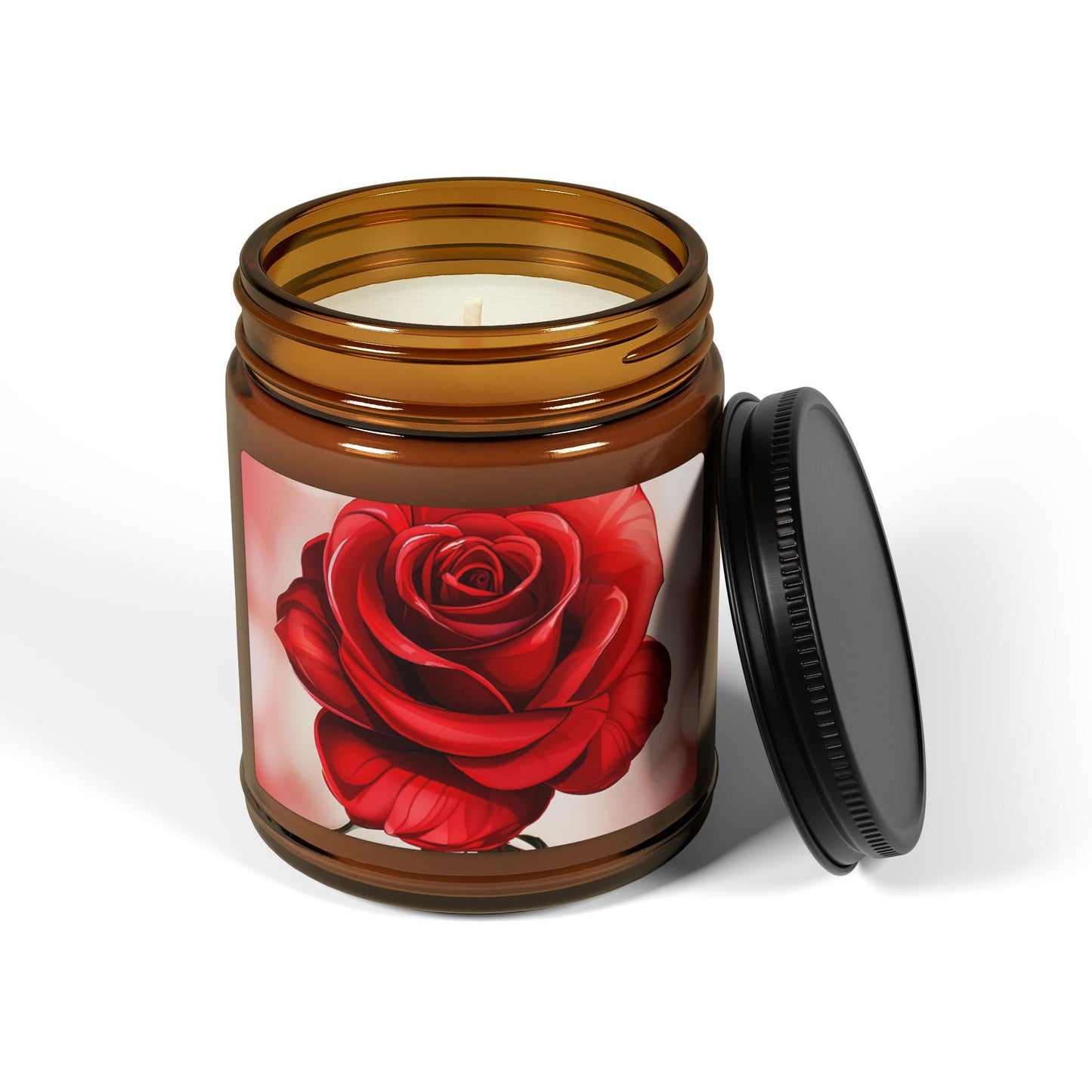 Rose Scented Soy Candle — Amber Jar (Multiple Sizes)