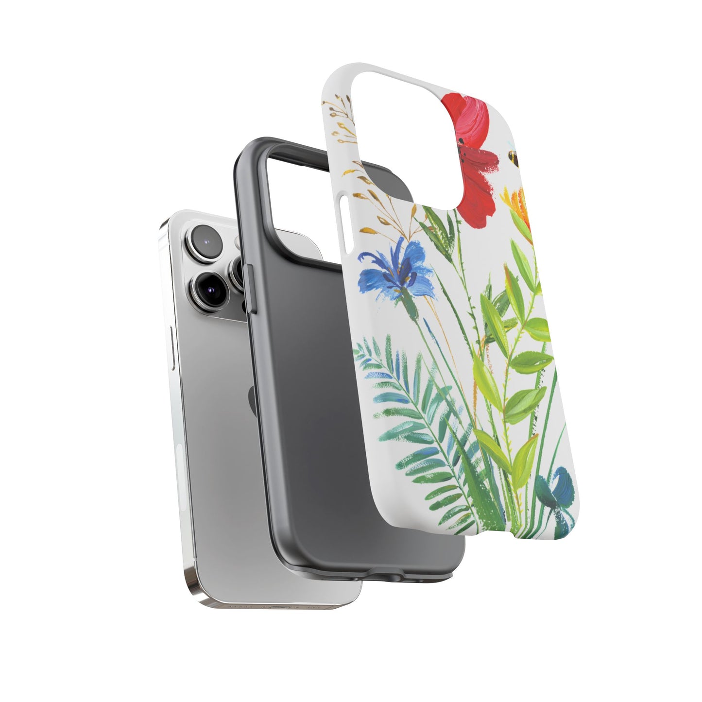 Floral Watercolor Tough Phone Case — Wildflower Bouquet Protective Cover