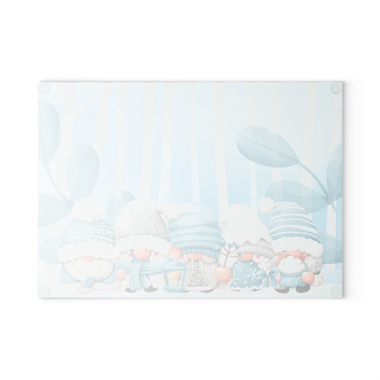 Winter Gnome Glass Cutting Board - Cute Nordic Holiday Kitchen Decor