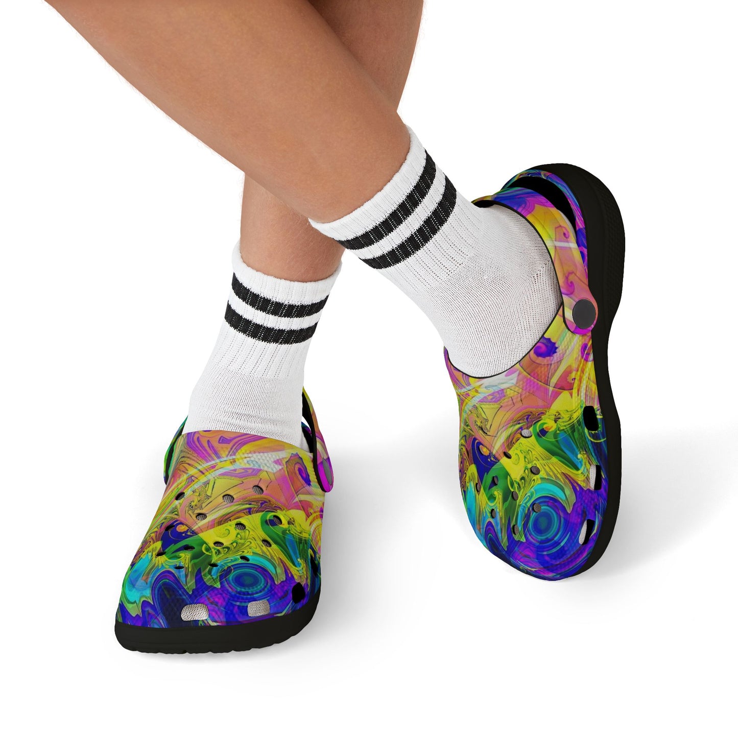 Kids Tie-Dye Swirl EVA Foam Clogs — Colorful Watercolor Slip-On Sandals