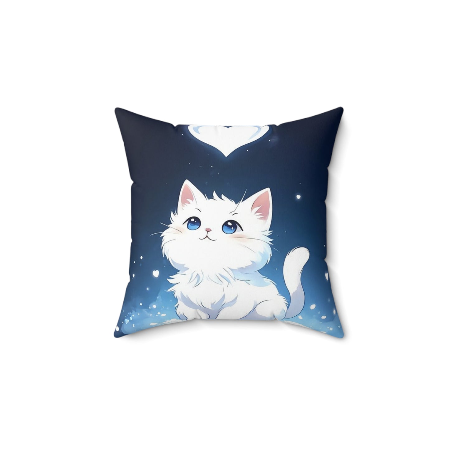 Cute White Kitten Throw Pillow — Adorable Cat Decor for Bedroom & Nursery