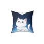 Cute White Kitten Throw Pillow — Adorable Cat Decor for Bedroom & Nursery