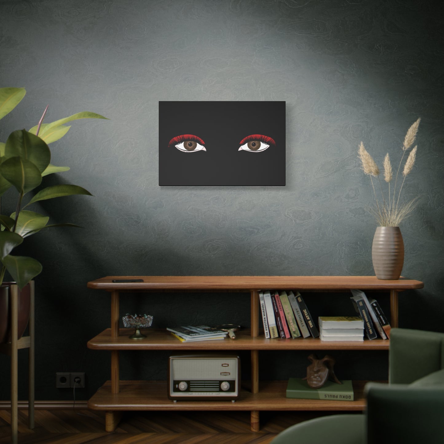 Red Lashes Wall Art Canvas — Glam Eyes Makeup Decor
