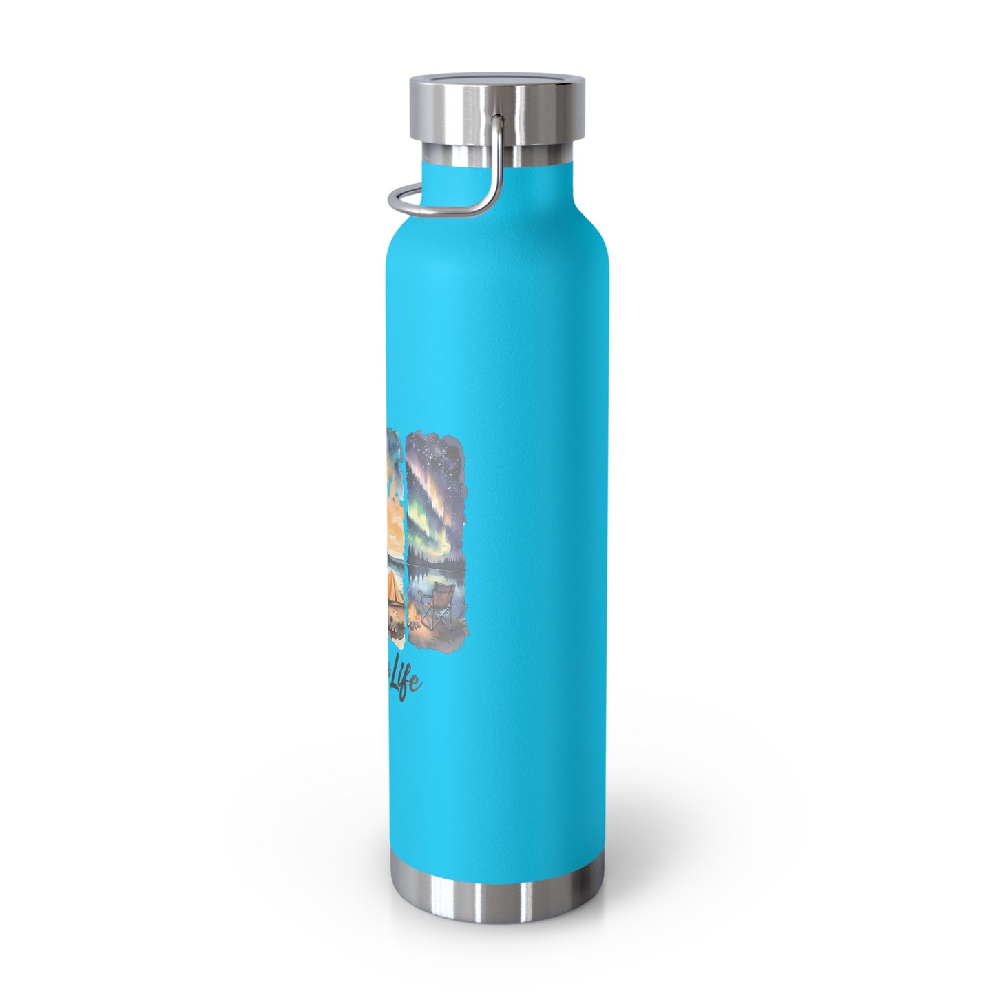 Insulated Camping Water Bottle 22oz — 'Camping Life' Outdoor Vacuum Flask
