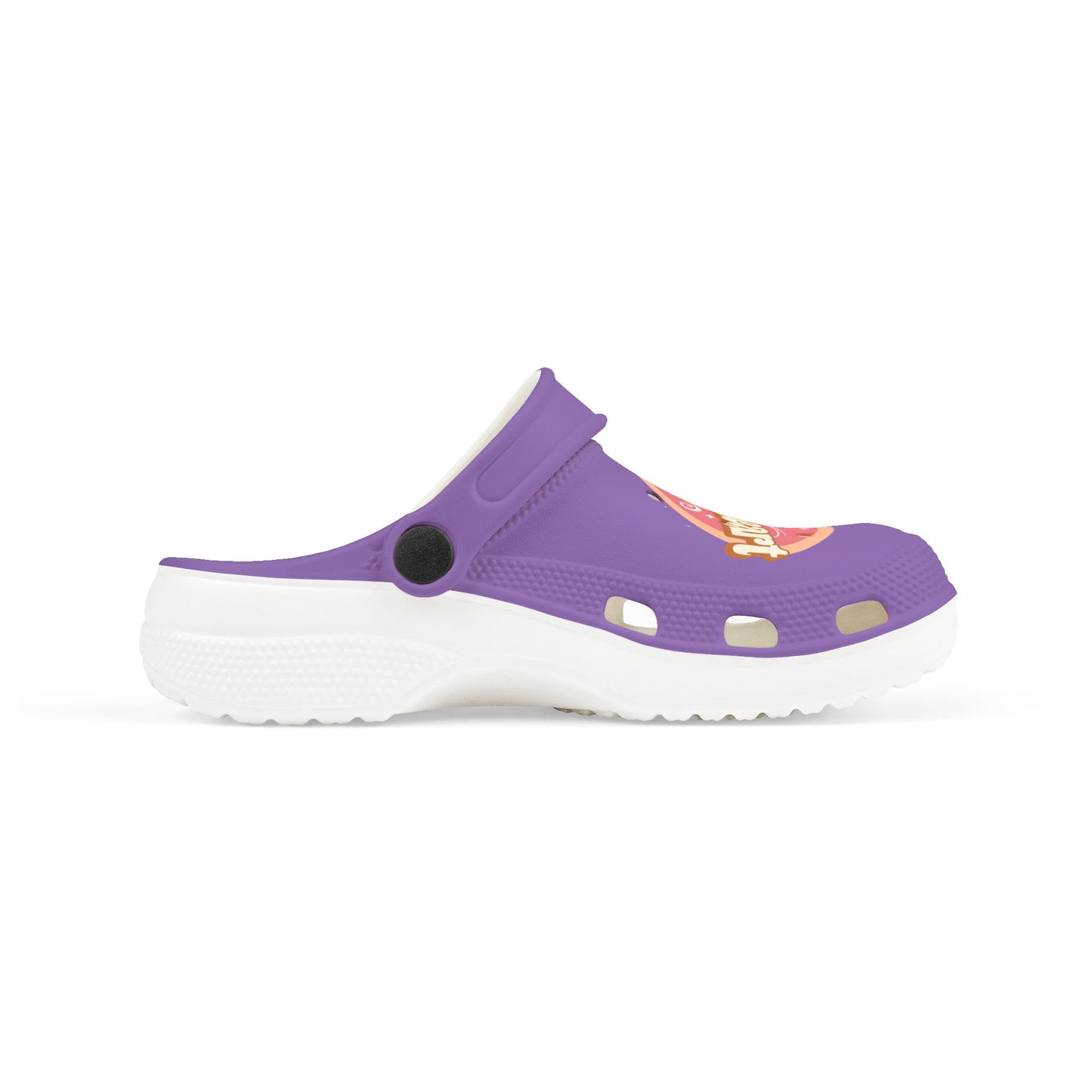 Kids Purple "Sweetheart" Foam Clogs — Cute Heart Graphic Slip-On Shoes