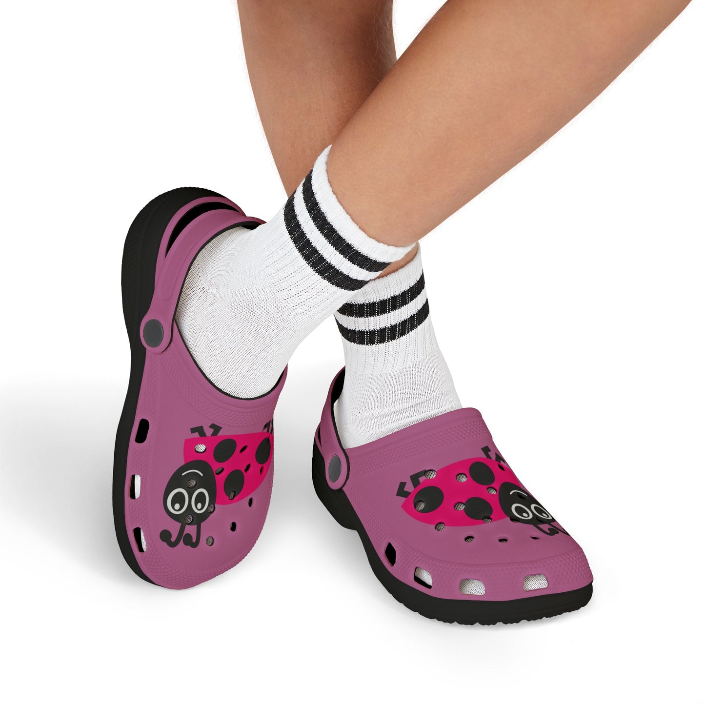 Kids' Pink Ladybug EVA Foam Clogs — Lightweight Slip-On Sandals for Toddlers & Little Girls