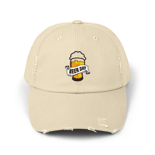 Beer Day Unisex Distressed Cap, Relaxed Fit Hat, Gift for Beer Lovers, Casual Fashion, Fun Party Accessory, Craft Beer Celebration