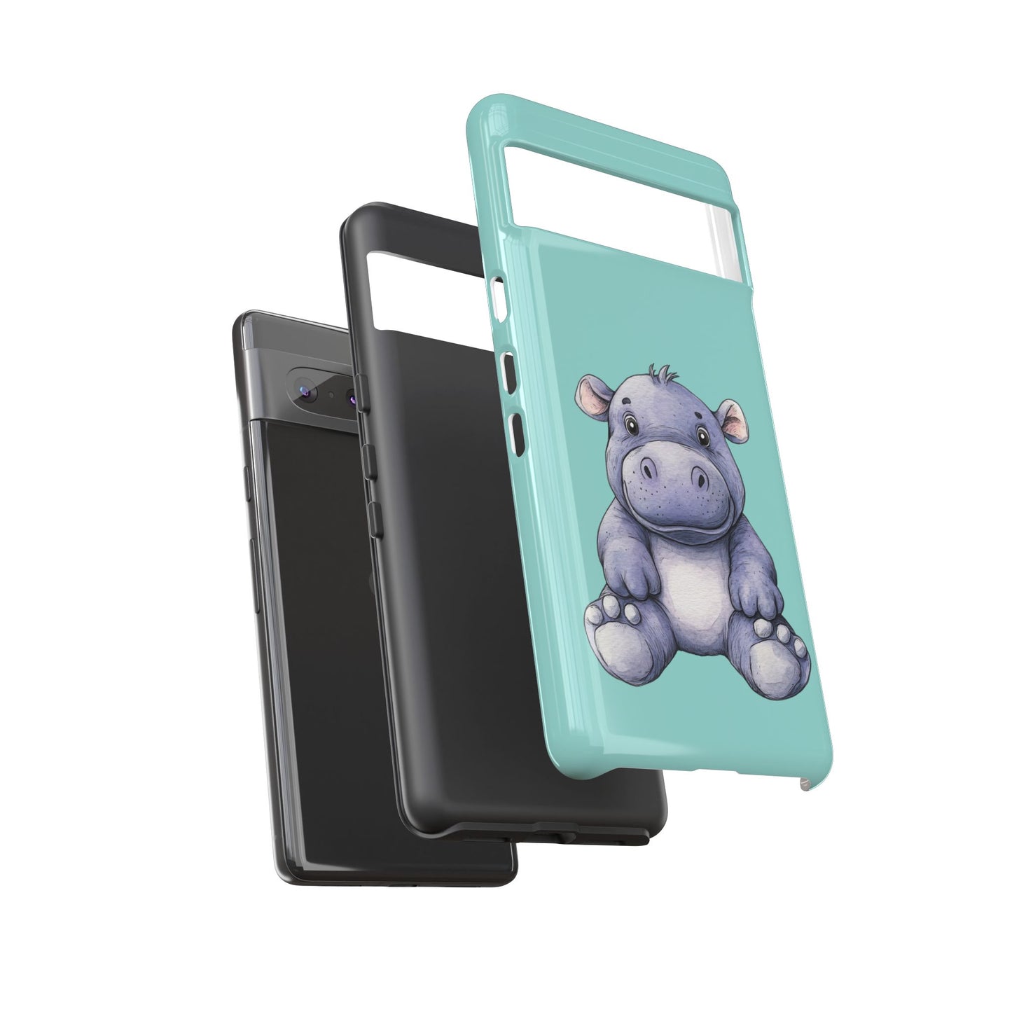 Cute Hippo Phone Case, Tough Phone Cover, Fun Animal Case, Gift for Kids, Cute Decor, Birthday Present