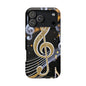 Music Notes Magnetic Impact-Resistant Phone Case — Gold Treble Clef Design