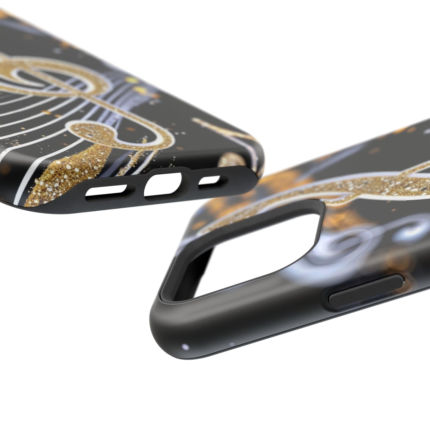 Music Notes Magnetic Impact-Resistant Phone Case — Gold Treble Clef Design