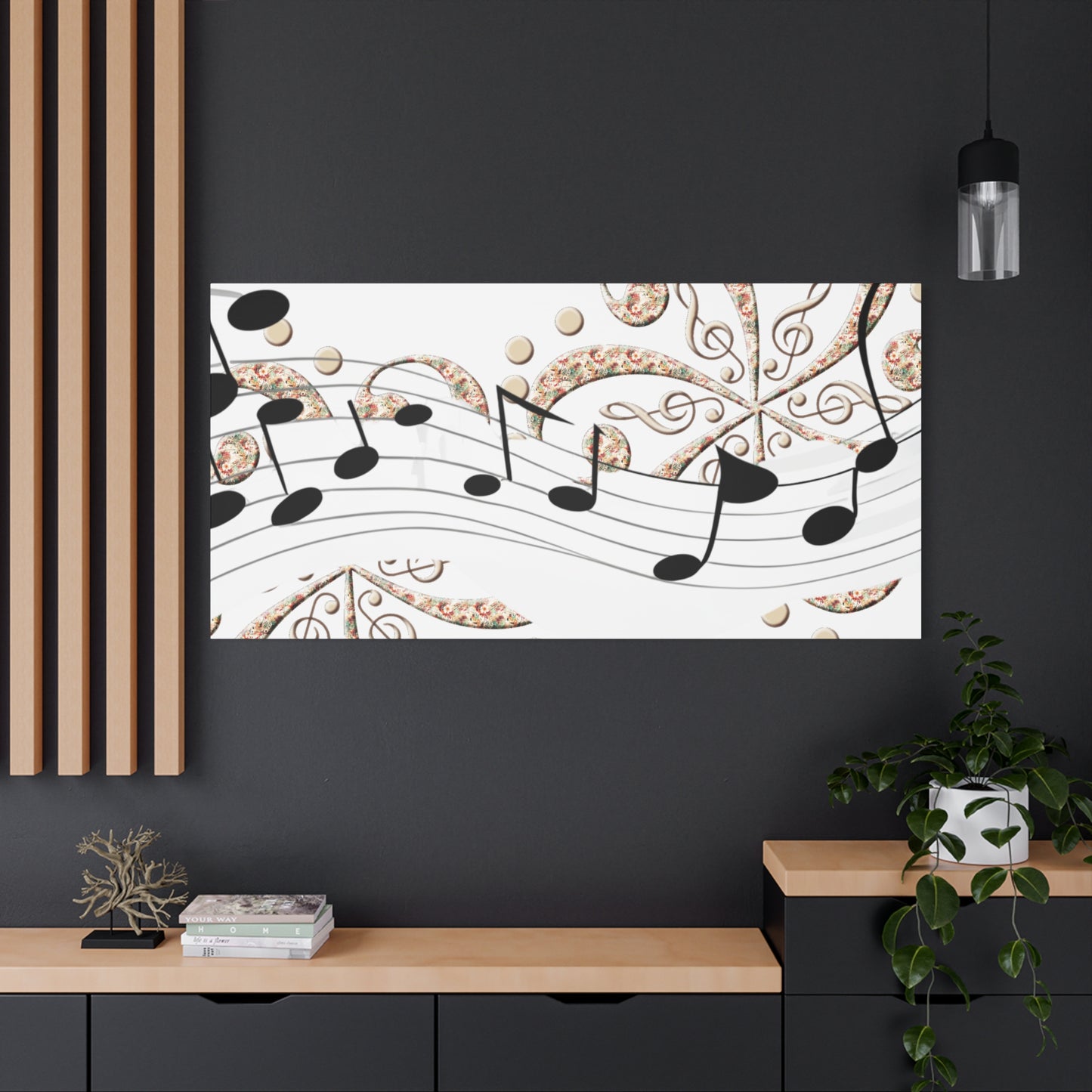Musical Note Canvas Art, Floral Decor for Home, Music Lover Gift, Wall Art for Musicians, Unique Gift Idea