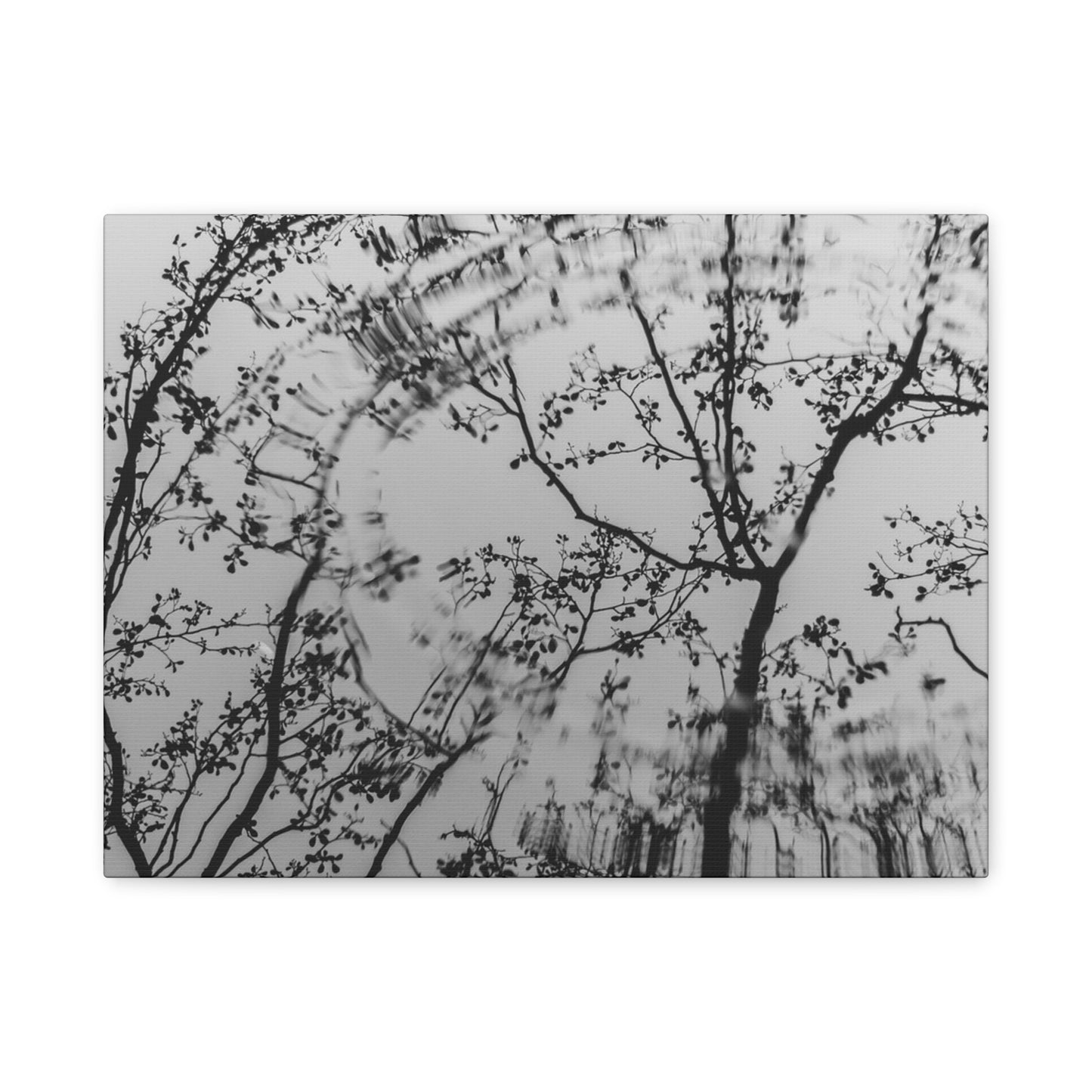 Canvas Wall Art — Monochrome Blurred Ferris Wheel with Tree Silhouettes