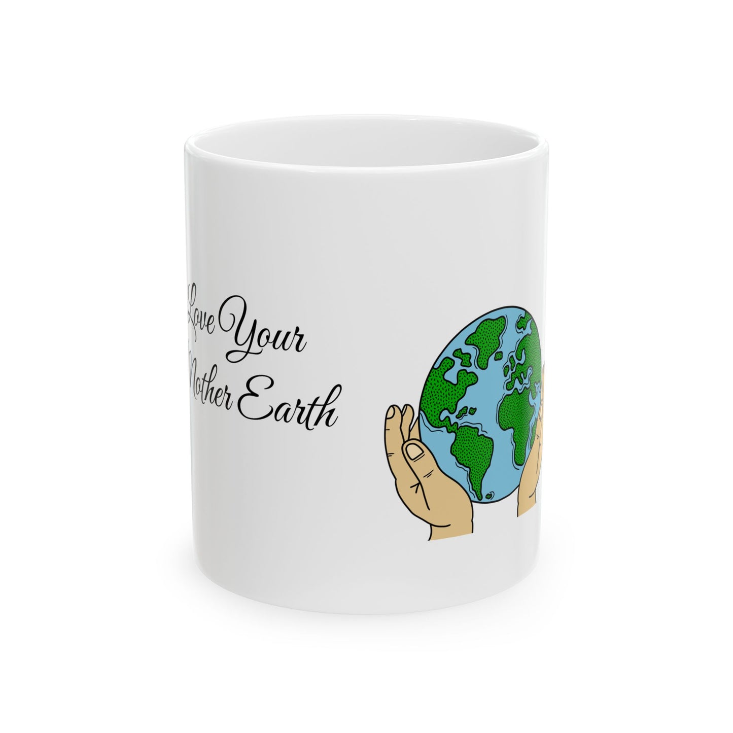 Save Your Mother Earth Ceramic Mug – Eco-Friendly Earth Illustration (11oz, 15oz)