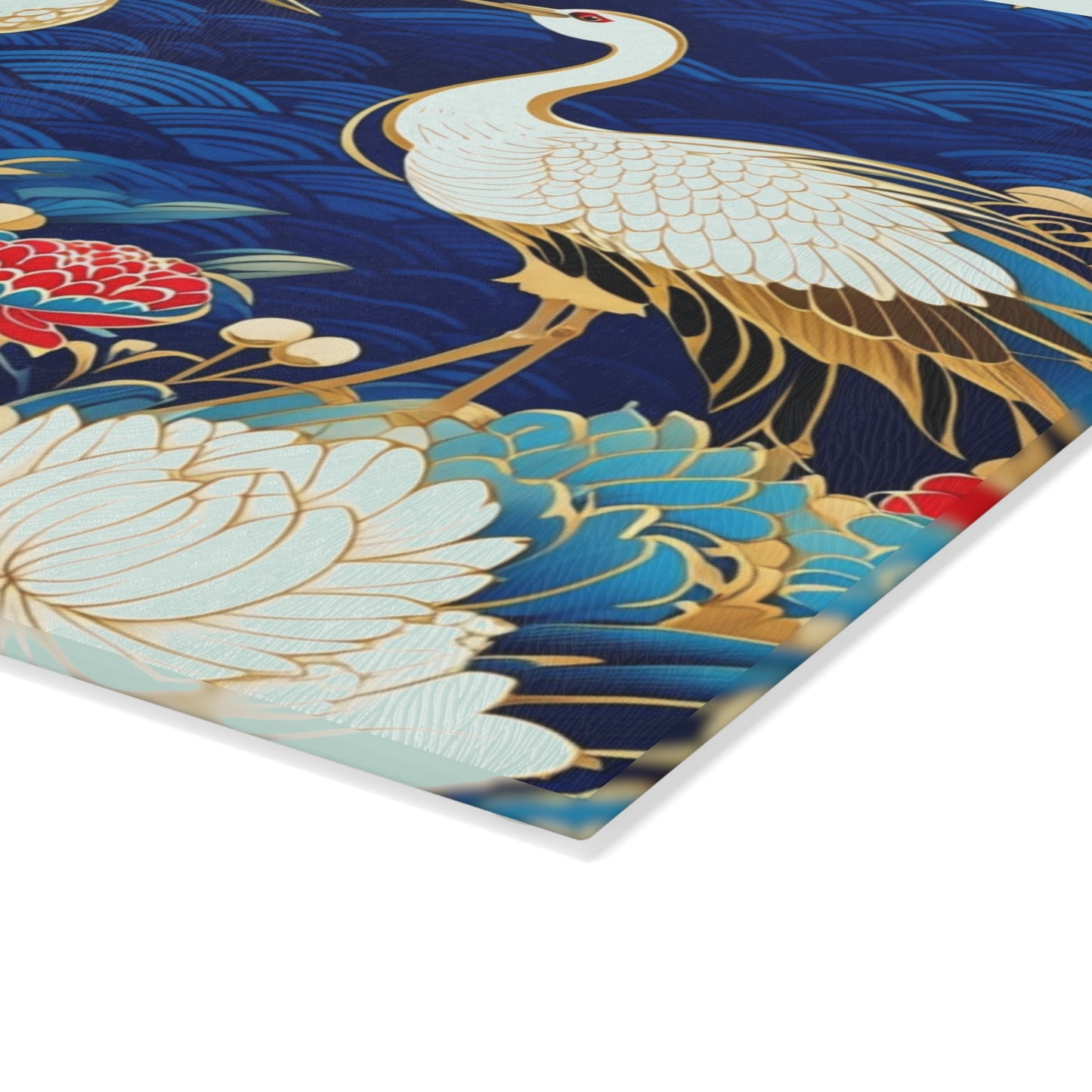 Elegant Asian Crane Glass Cutting Board - Perfect for Gifts and Home Decor