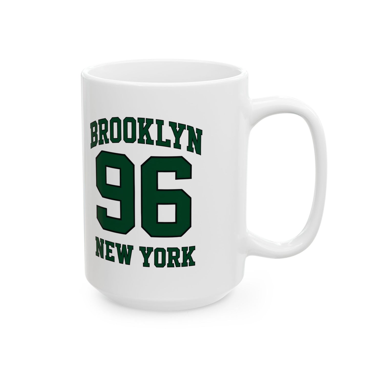 Brooklyn 96 New York Ceramic Mug — Retro Varsity Number Coffee Cup