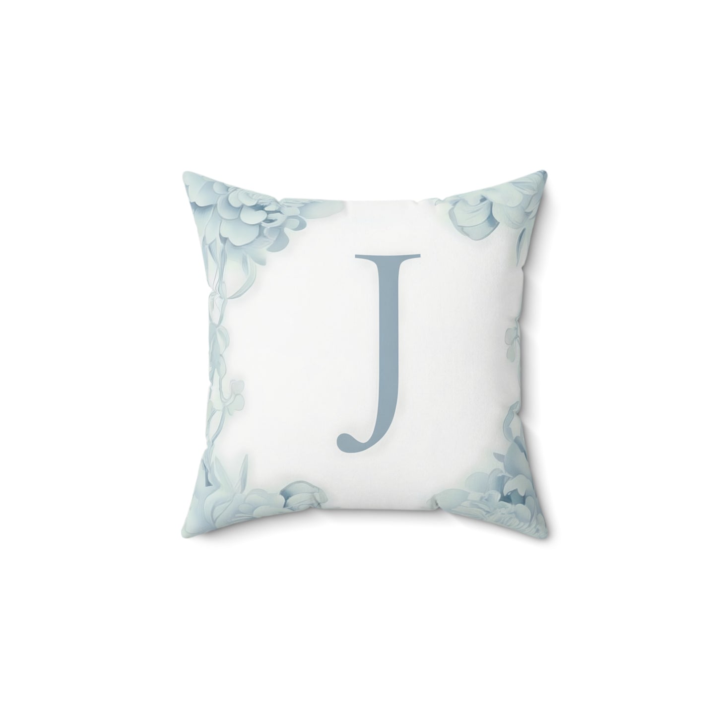 Monogram Floral Pillow - Letter J Decorative Throw Cushion