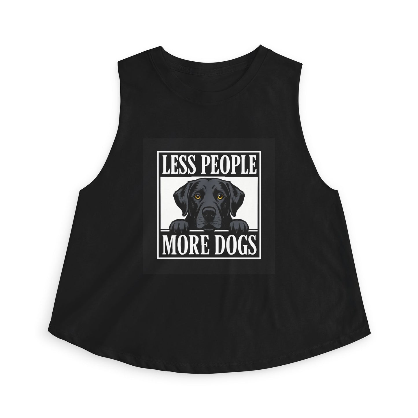 Less People More Dogs Crop Top – Cute Black Lab Graphic Tank for Dog Lovers