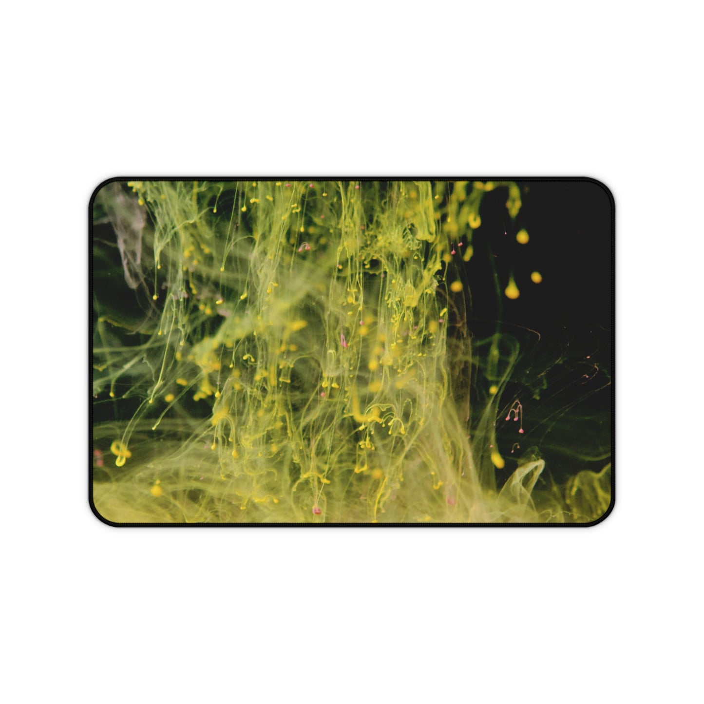 Abstract Yellow Ink Desk Mat — Vibrant Liquid Art Mouse Pad