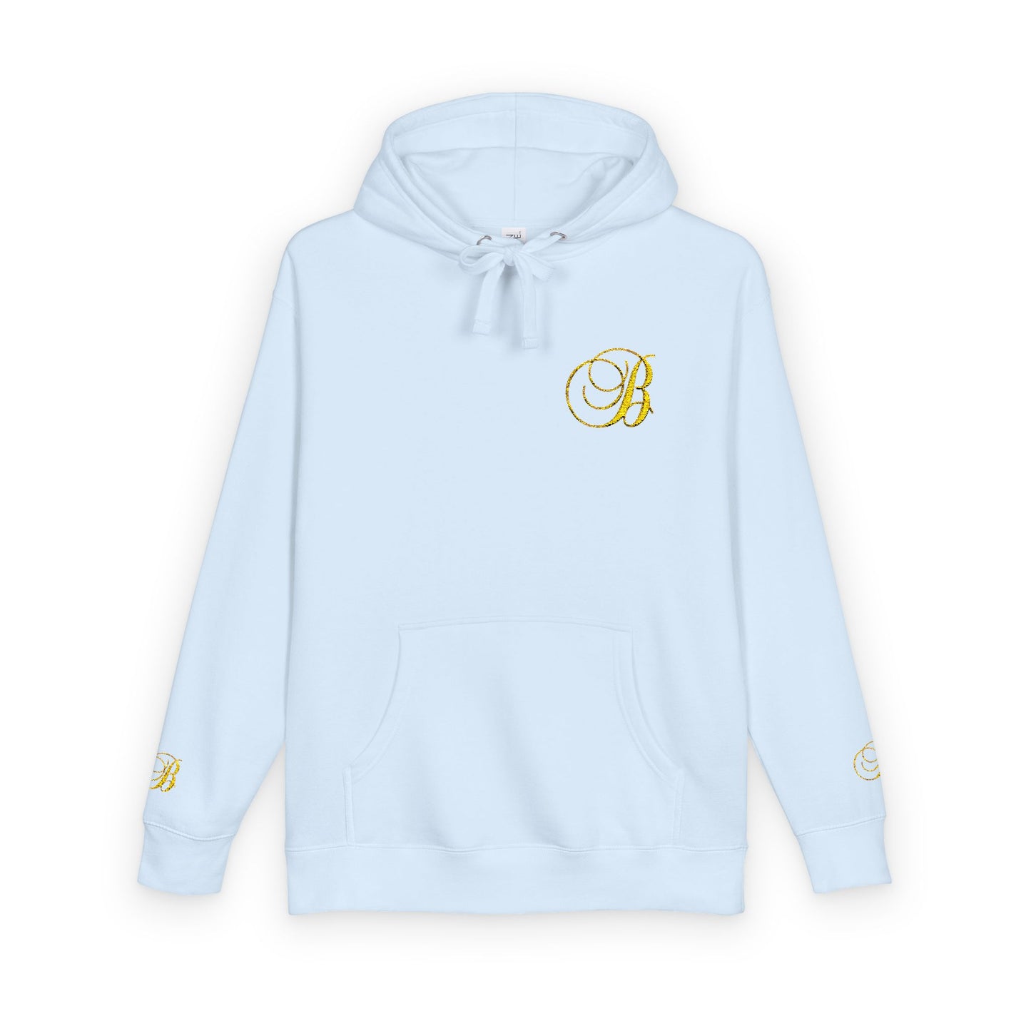 Coral Gold Floral Initial Hoodie — Monogram 'B' Casual Pullover