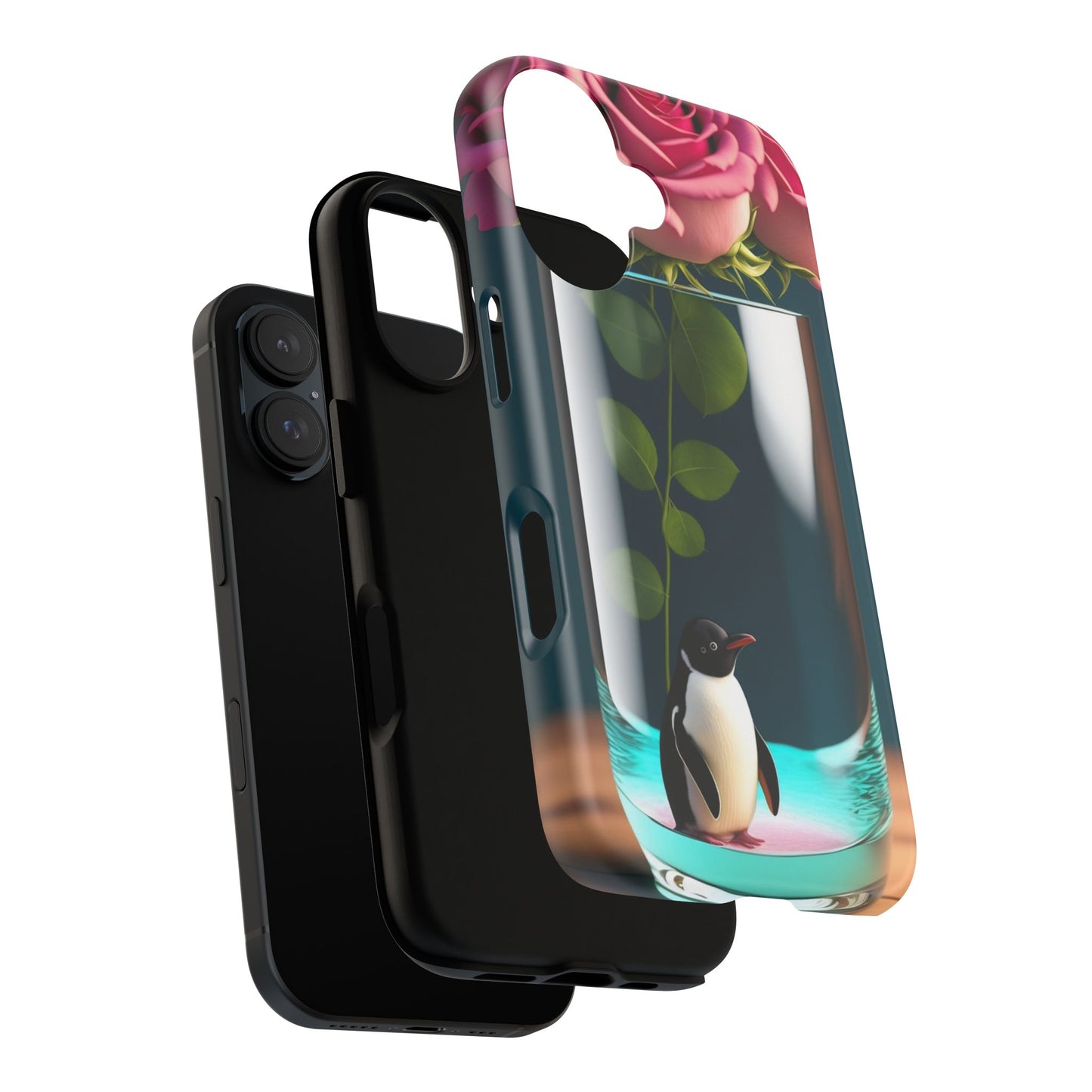 Penguin in a Glass Floral Tough Phone Case — Cute Protective Phone Cover