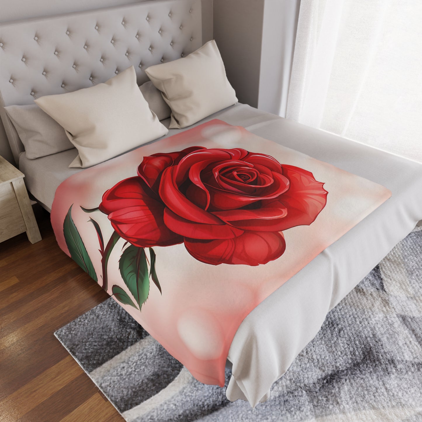 Red Rose Minky Blanket – Soft Floral Throw for Valentine’s Day & Romantic Gifts