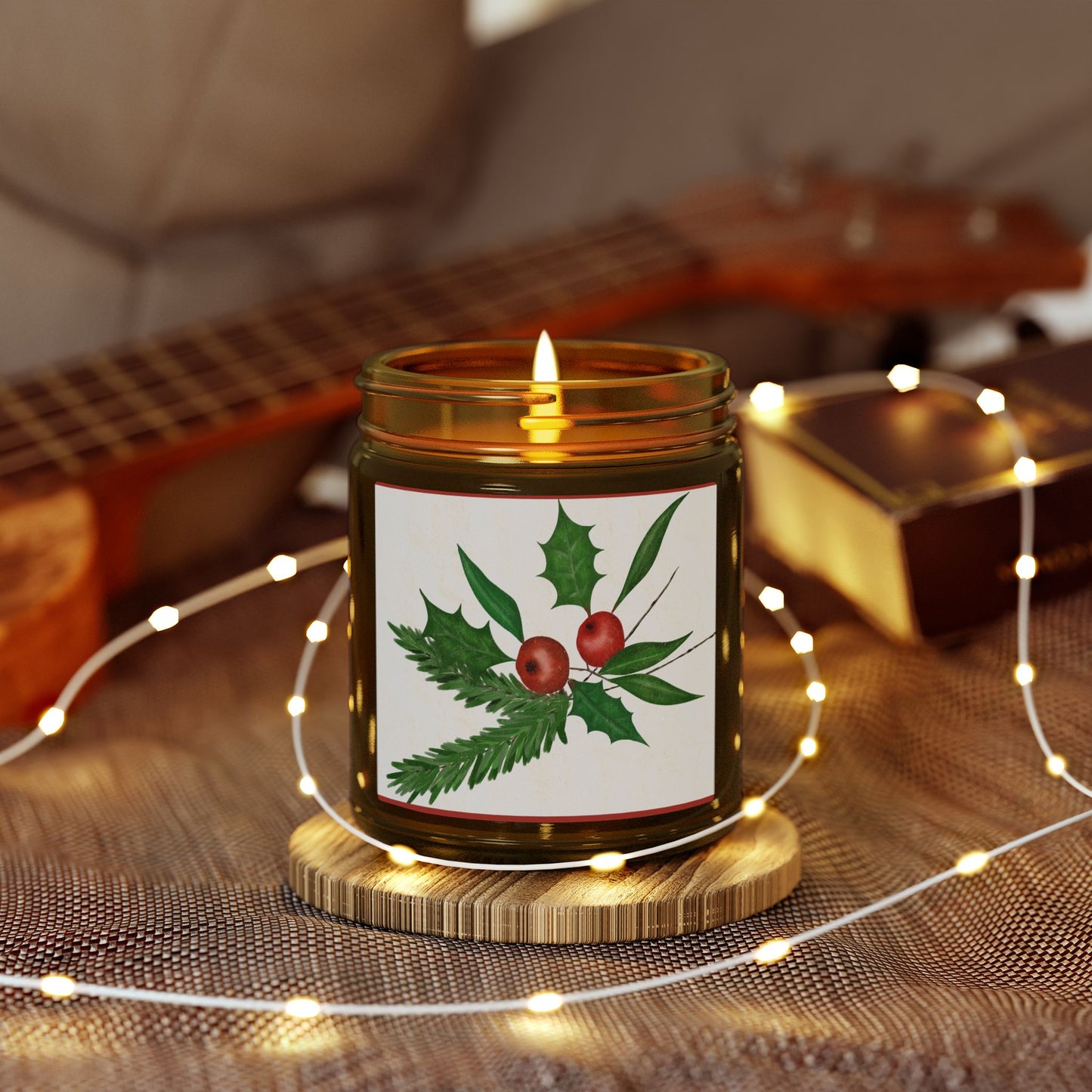 Holiday Holly Scented Candle (Coconut Apricot Wax)