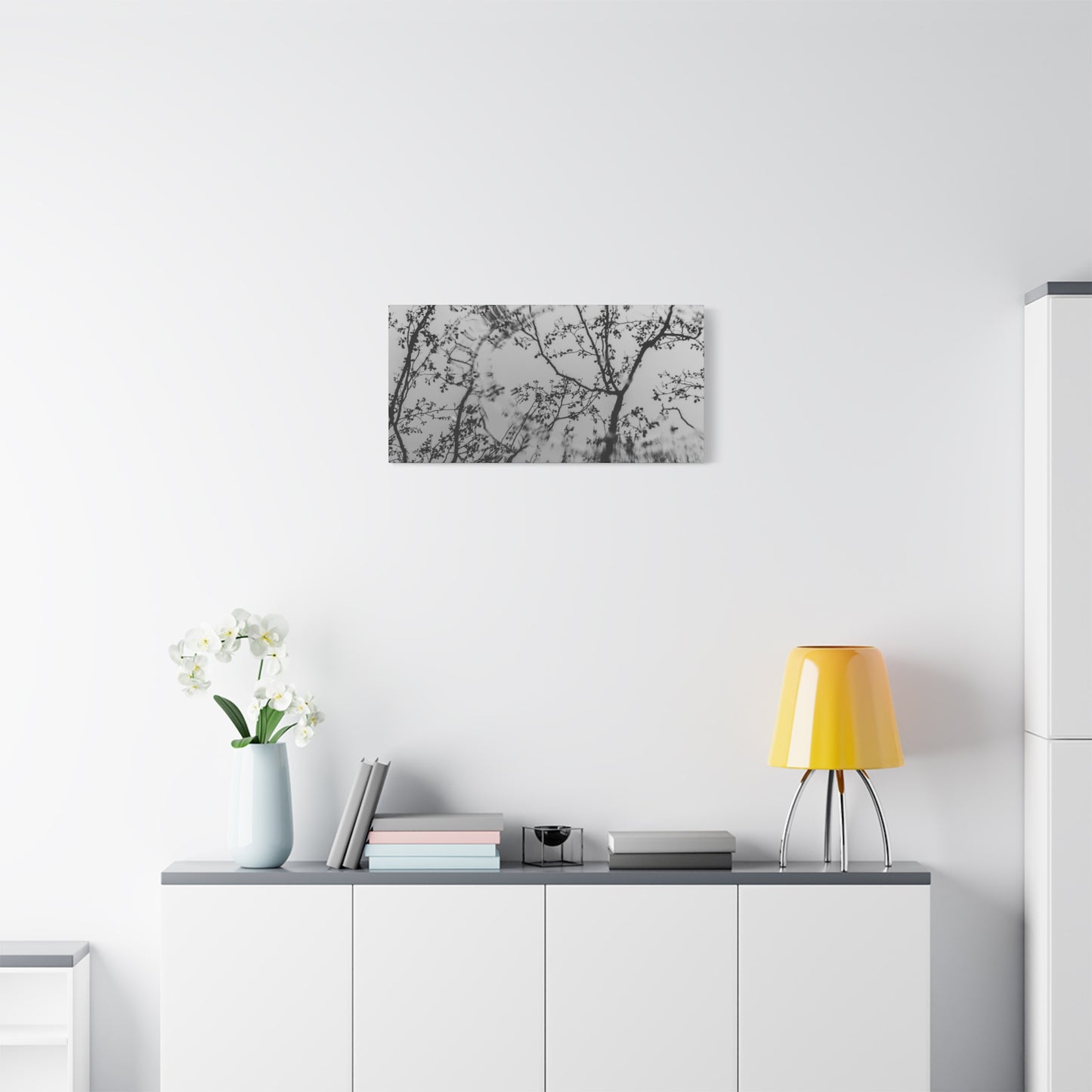 Canvas Wall Art — Monochrome Blurred Ferris Wheel with Tree Silhouettes