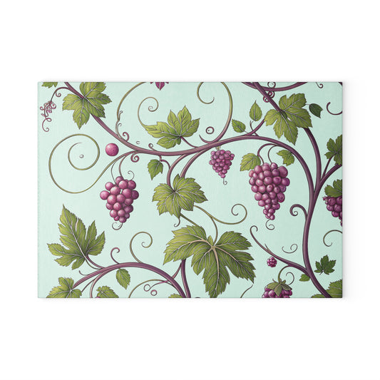 Elegant Grape Vine Glass Cutting Board, Kitchen Decor, Chef Gift, Housewarming Present, Wine Lover's Accessory