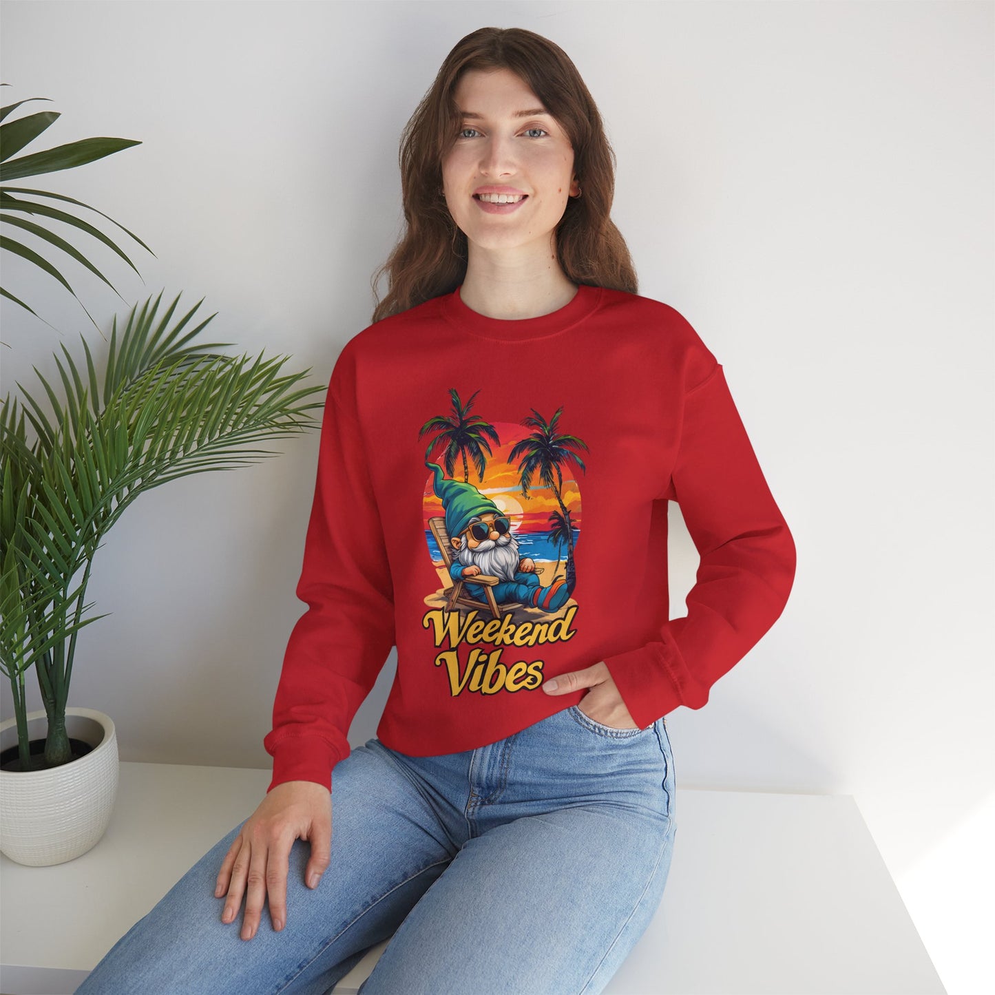 Crewneck — "Weekend Vibes" Tropical Gnome Sweatshirt