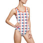 Patriotic One-Piece Swimsuit, American Flag Swimwear, Summer Beachwear, Fourth of July Swim Suit, USA Flag Bathing Suit
