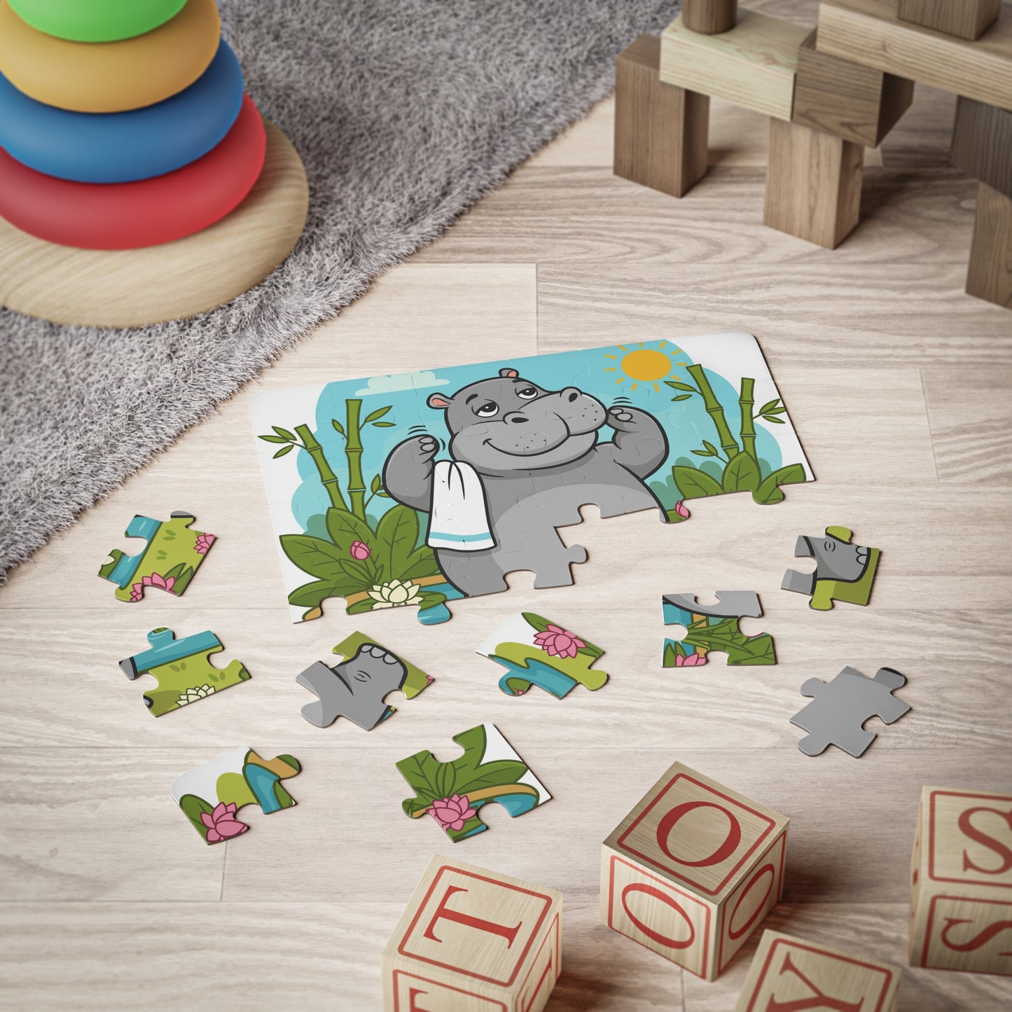 Smiling Hippo Bath Time Kids Puzzle, 30-Piece
