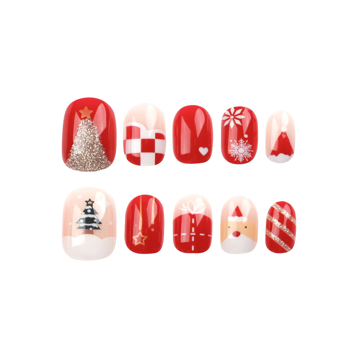 popular nails stickers, Christmas short nails patches, Press onable nails removable nails patches, finished – Image 5