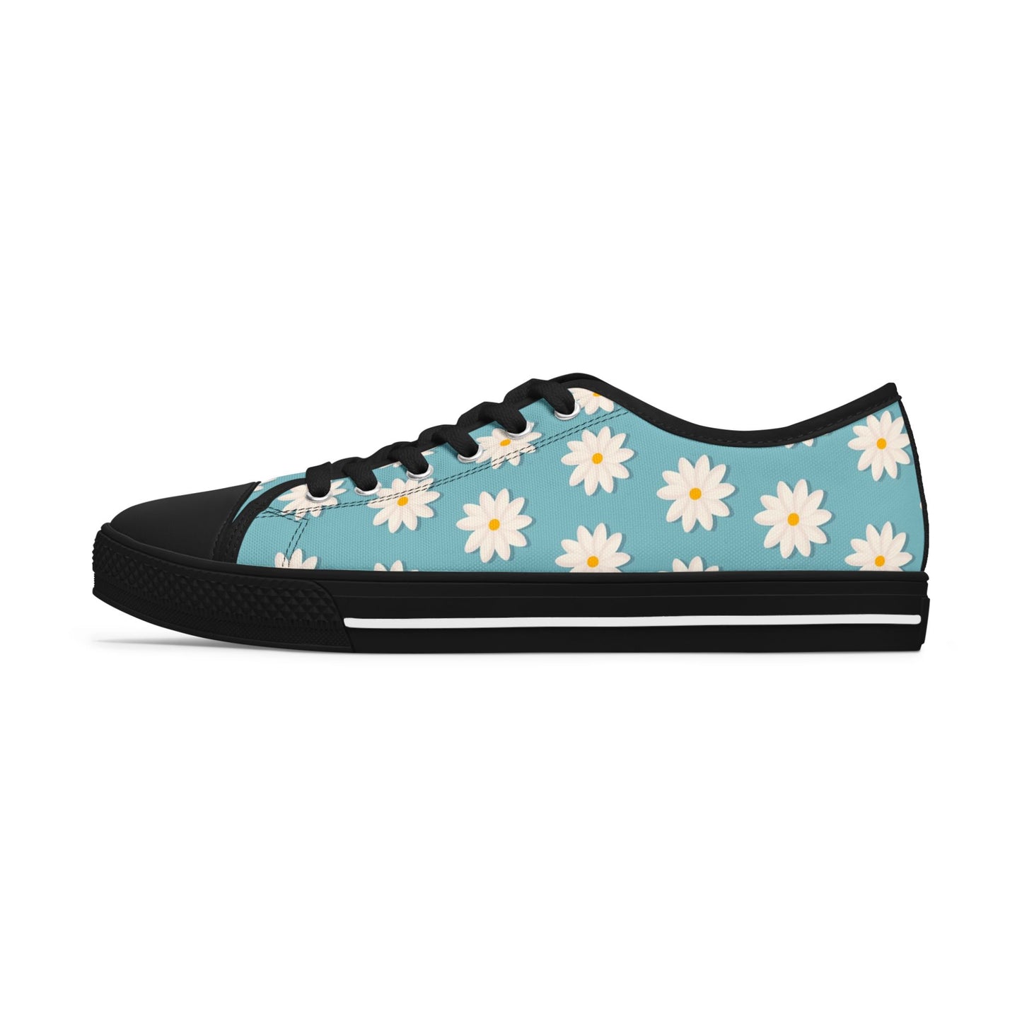 Daisy Print Low Top Sneakers – Retro Floral Canvas Shoes